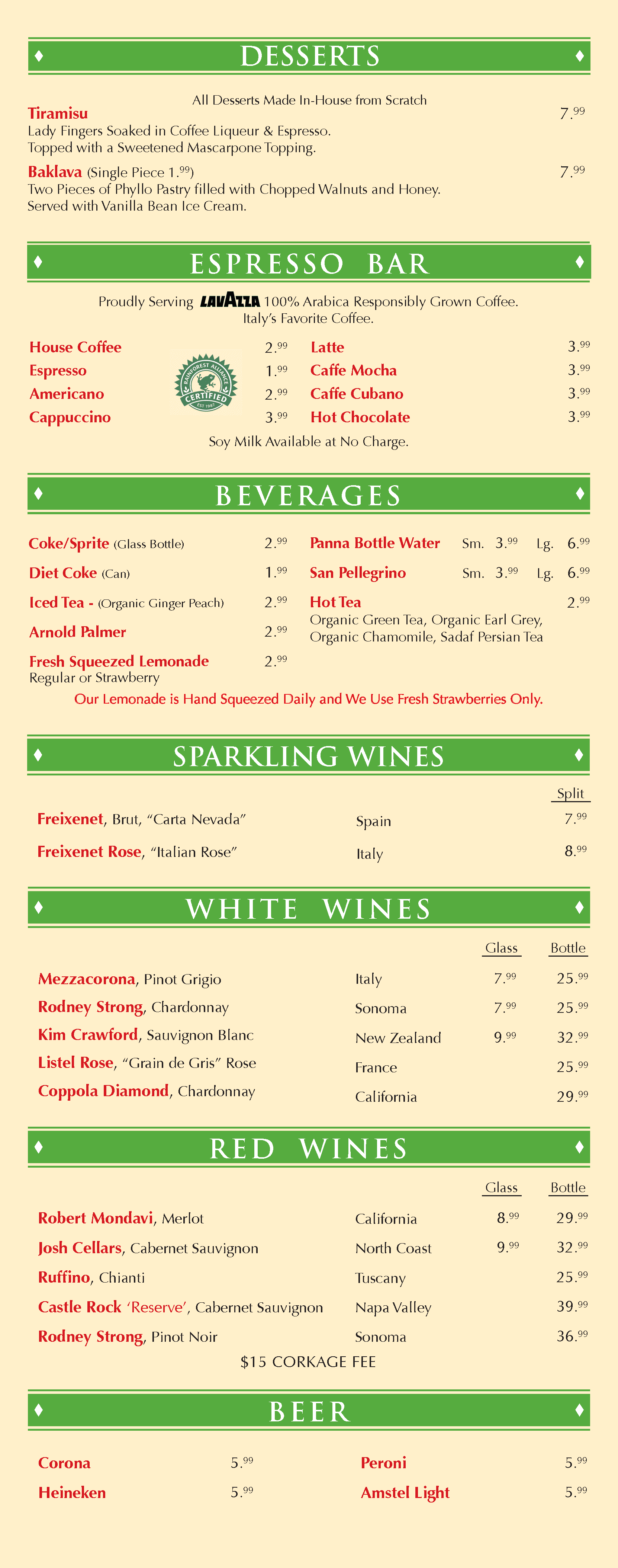 Panini Kabob Grill's InHouse Menu Panini Kabob Grill