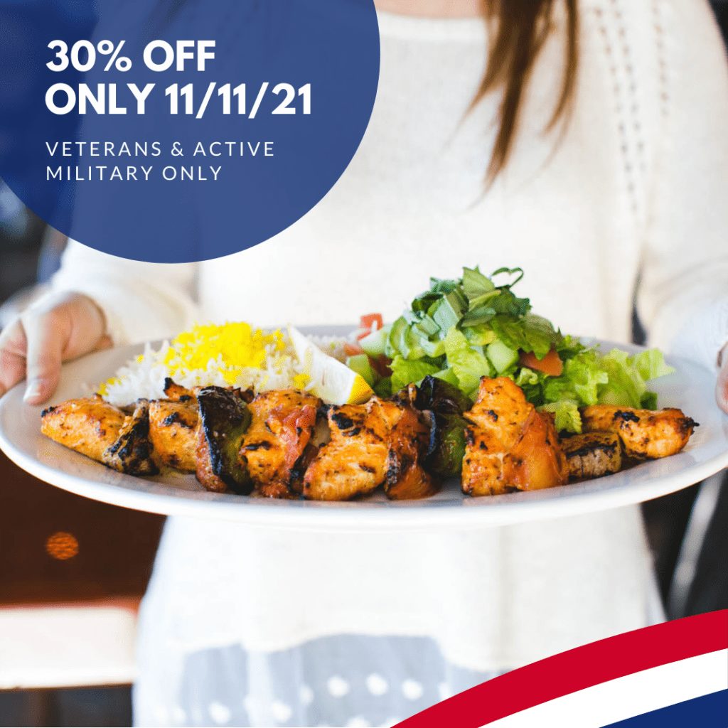 Veterans Day Restaurant 30% Off Sale at Panini Kabob Grill