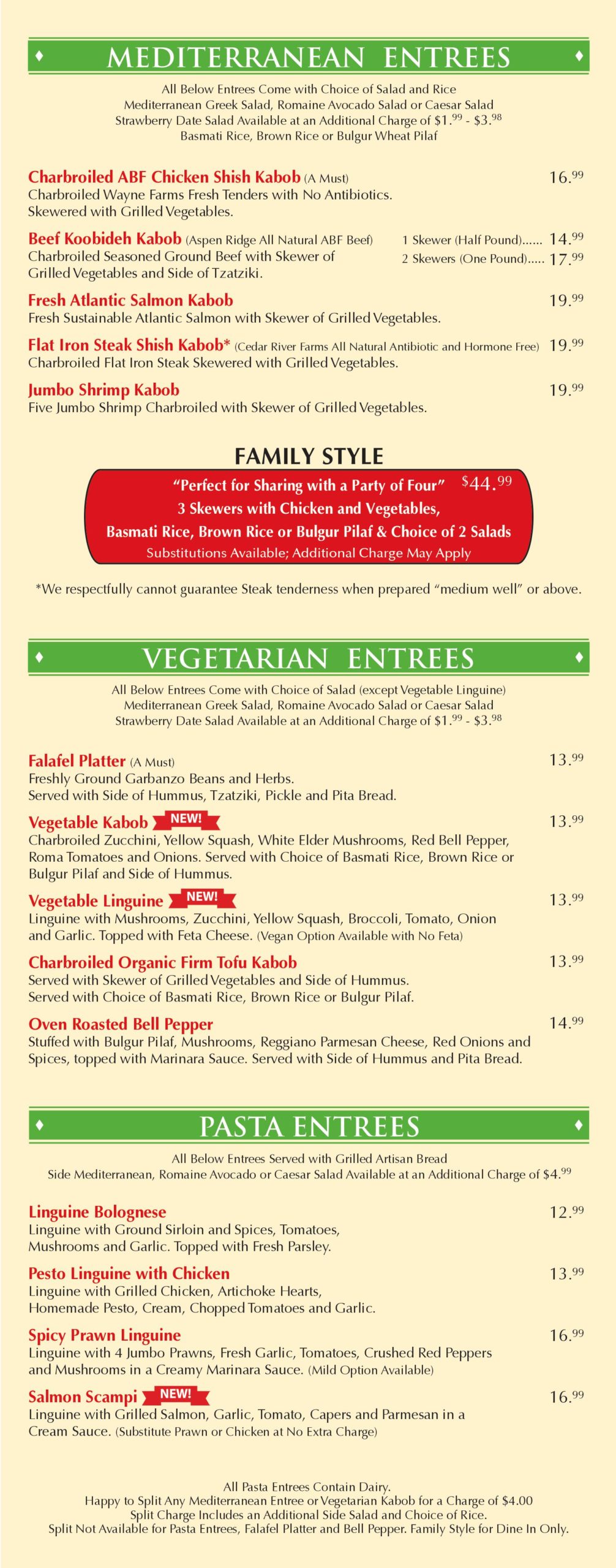 Panini Kabob Grill's InHouse Menu Panini Kabob Grill